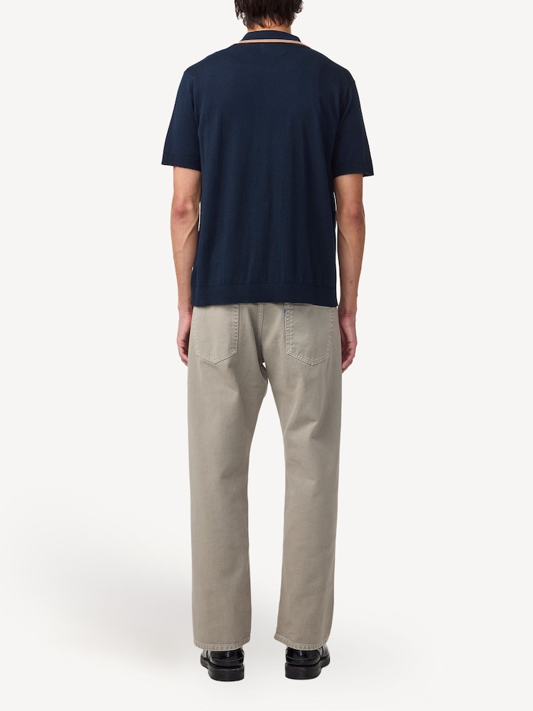 NN.07 Navy Blue Nolan Button Through Knit Polo Shirt - Image 2 of 5 NN.07 Navy Blue Nolan Button Through Knit Polo Shirt - Image 2 of 5