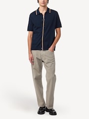 NN.07 Navy Blue Nolan Button Through Knit Polo Shirt - Image 3 of 5