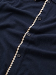 NN.07 Navy Blue Nolan Button Through Knit Polo Shirt - Image 5 of 5