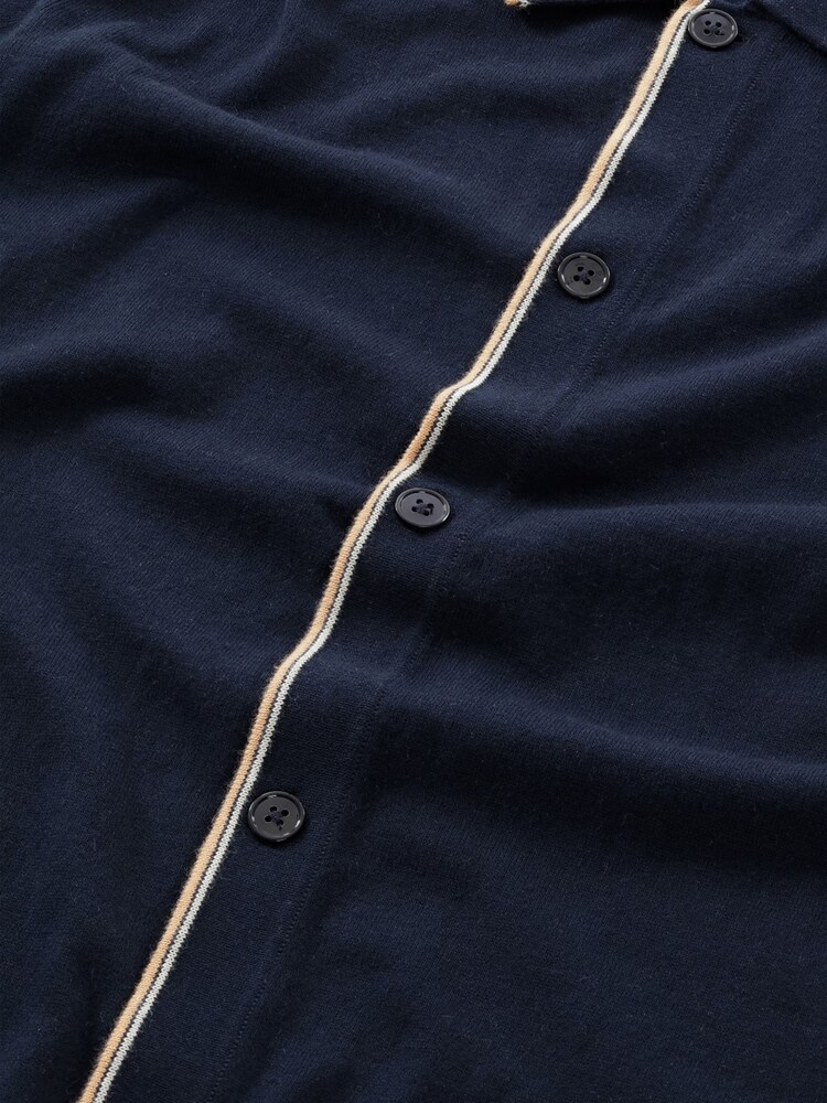 NN.07 Navy Blue Nolan Button Through Knit Polo Shirt - Image 5 of 5
