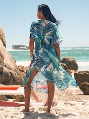 Love & Roses Palm Print Embellished Maxi Kaftan - Imagen 4 de 4