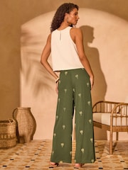 Love & Roses Embellished Palm Tree Beach Trousers - Image 4 de 4