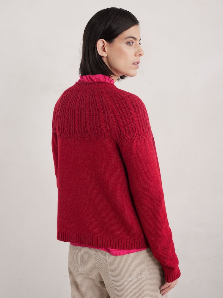 Seasalt Cornwall Red Sand Song Cable Stitch Cardigan - Image 2 of 5