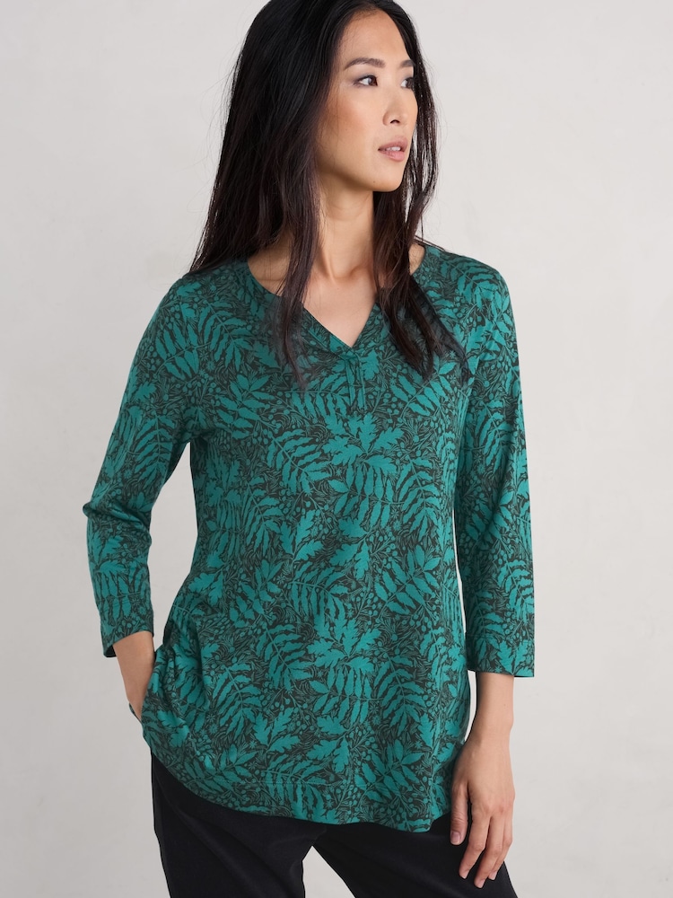 Seasalt Cornwall Green Risso Jersey Top - Image 1 of 5 Seasalt Cornwall Green Risso Jersey Top - Image 1 of 5