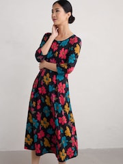 Seasalt Cornwall Black Multi Veronica Midi Dress - Image 1 of 5