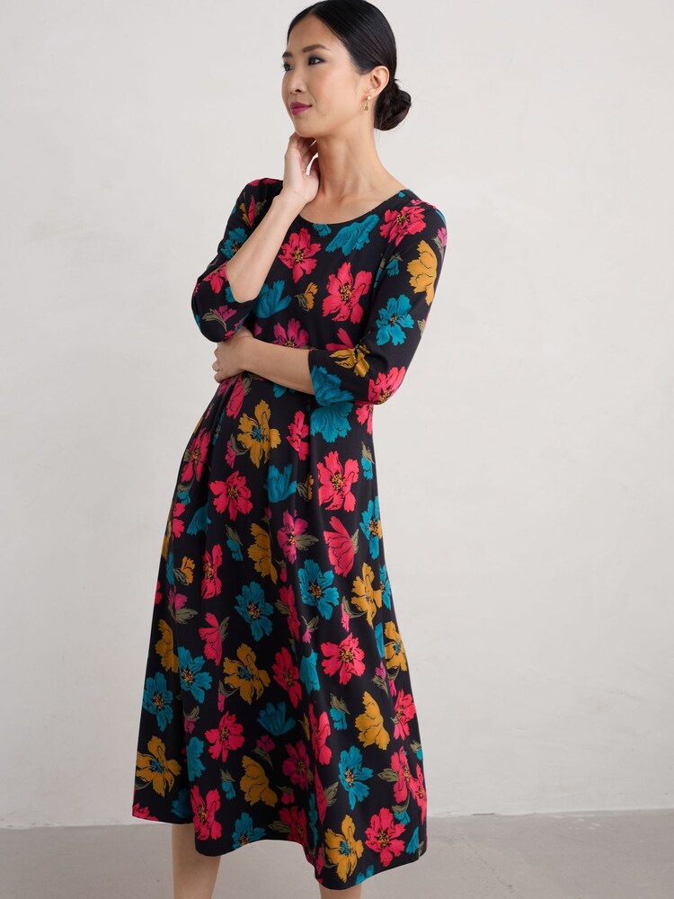 Seasalt Cornwall Black Multi Veronica Midi Dress - Image 1 of 5