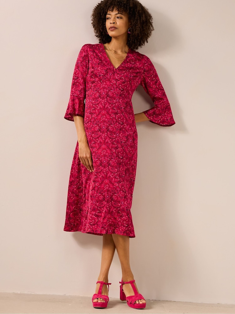 Seasalt Cornwall Red Starry Night Satin Midi Dress - Image 1 of 8 Seasalt Cornwall Red Starry Night Satin Midi Dress - Image 1 of 8