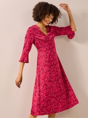 Seasalt Cornwall Red Starry Night Satin Midi Dress - Image 2 of 8