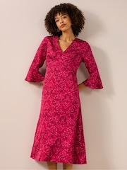 Seasalt Cornwall Red Starry Night Satin Midi Dress - Image 3 of 8
