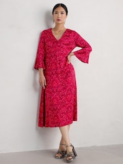 Seasalt Cornwall Red Starry Night Satin Midi Dress - Image 6 of 8