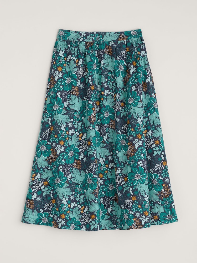 Seasalt Cornwall Green Tawny Owl Midi 100% Cotton Skirt - Image 5 of 5