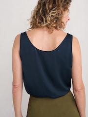 Seasalt Cornwall Blue Chess Flower Print Satin Vest - Image 2 of 5