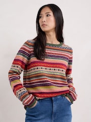 Seasalt Cornwall Red Percella Cove Fair Isle Jumper - Image 1 of 5