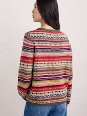 Seasalt Cornwall Red Percella Cove Fair Isle Jumper - Image 2 of 5