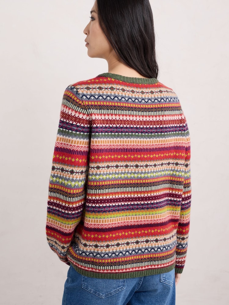 Seasalt Cornwall Red Percella Cove Fair Isle Jumper - Image 2 of 5