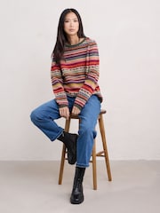 Seasalt Cornwall Red Percella Cove Fair Isle Jumper - Image 3 of 5