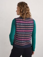 Seasalt Cornwall Black Multi Percella Cove Fairisle Pattern Waistcoat Vest - Image 2 of 5