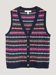 Seasalt Cornwall Black Multi Percella Cove Fairisle Pattern Waistcoat Vest - Image 4 of 5