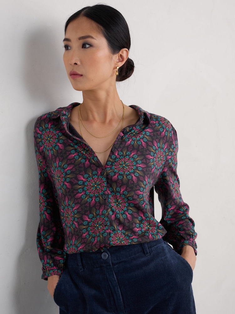 Seasalt Cornwall Brown Embrace 3/4 Sleeve Jersey Shirt - Image 1 of 5 Seasalt Cornwall Brown Embrace 3/4 Sleeve Jersey Shirt - Image 1 of 5