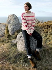 Seasalt Cornwall Red Shepherd Fairisle Pattern Cable Knit Jumper with Lambswool - Image 4 of 8
