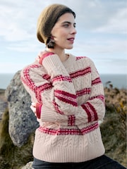 Seasalt Cornwall Red Shepherd Fairisle Pattern Cable Knit Jumper with Lambswool - Image 5 of 8