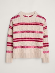 Seasalt Cornwall Red Shepherd Fairisle Pattern Cable Knit Jumper with Lambswool - Image 7 of 8