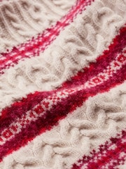 Seasalt Cornwall Red Shepherd Fairisle Pattern Cable Knit Jumper with Lambswool - Image 8 of 8