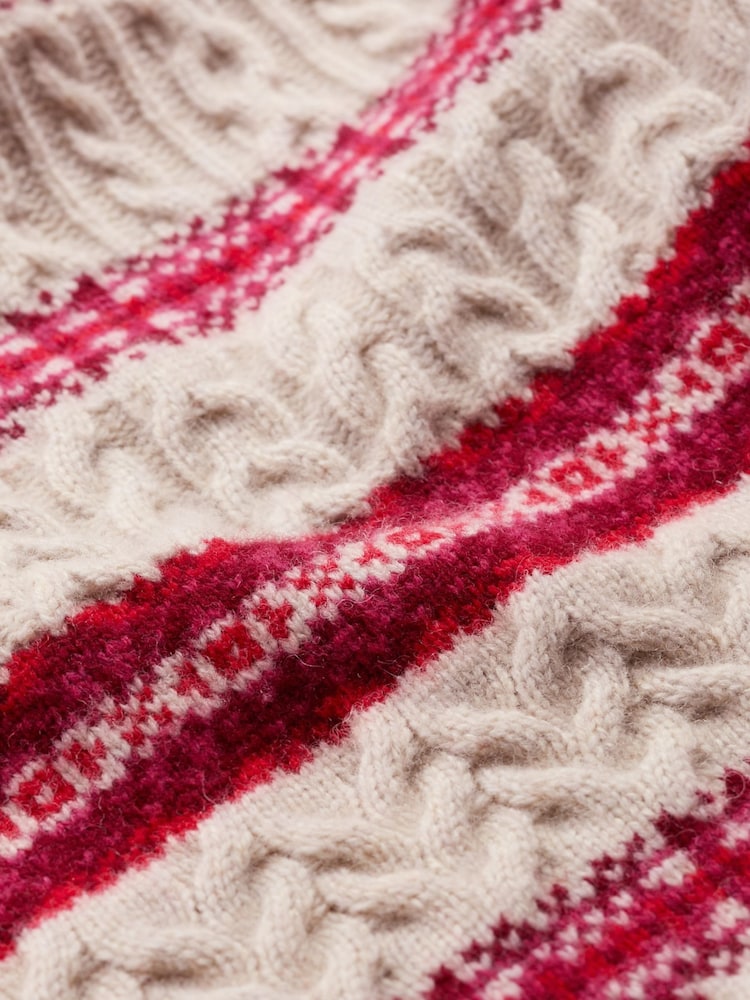 Seasalt Cornwall Red Shepherd Fairisle Pattern Cable Knit Jumper with Lambswool - Image 8 of 8 Seasalt Cornwall Red Shepherd Fairisle Pattern Cable Knit Jumper with Lambswool - Image 8 of 8