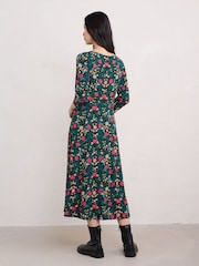 Seasalt Cornwall Green Wild Bouquet 3/4 Sleeve Midi Dress - Image 4 of 7