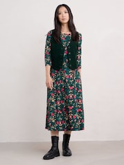 Seasalt Cornwall Green Wild Bouquet 3/4 Sleeve Midi Dress - Image 5 of 7