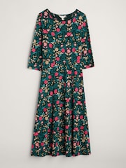 Seasalt Cornwall Green Wild Bouquet 3/4 Sleeve Midi Dress - Image 6 of 7
