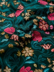 Seasalt Cornwall Green Wild Bouquet 3/4 Sleeve Midi Dress - Image 7 of 7