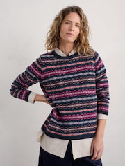 Seasalt Cornwall Maritime Multi Percella Cove Fairisle Pattern Jumper - Image 1 of 5