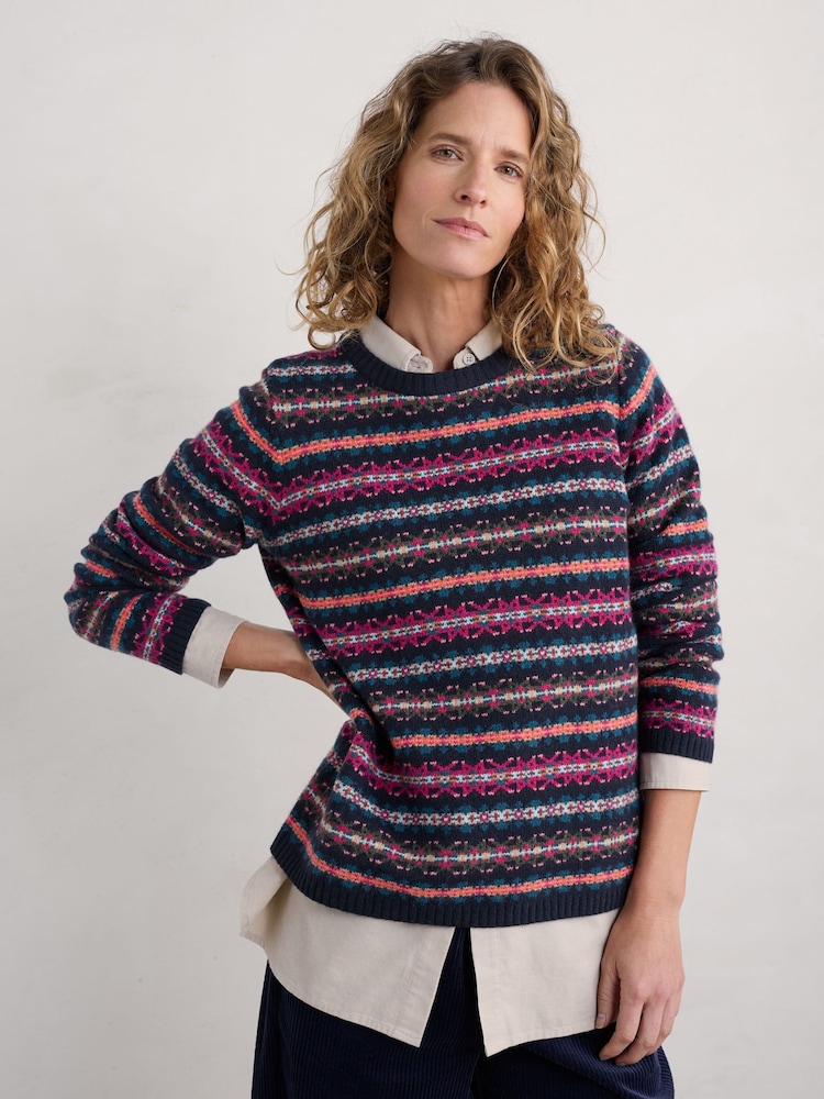 Seasalt Cornwall Maritime Multi Percella Cove Fairisle Pattern Jumper - Image 1 of 5 Seasalt Cornwall Maritime Multi Percella Cove Fairisle Pattern Jumper - Image 1 of 5