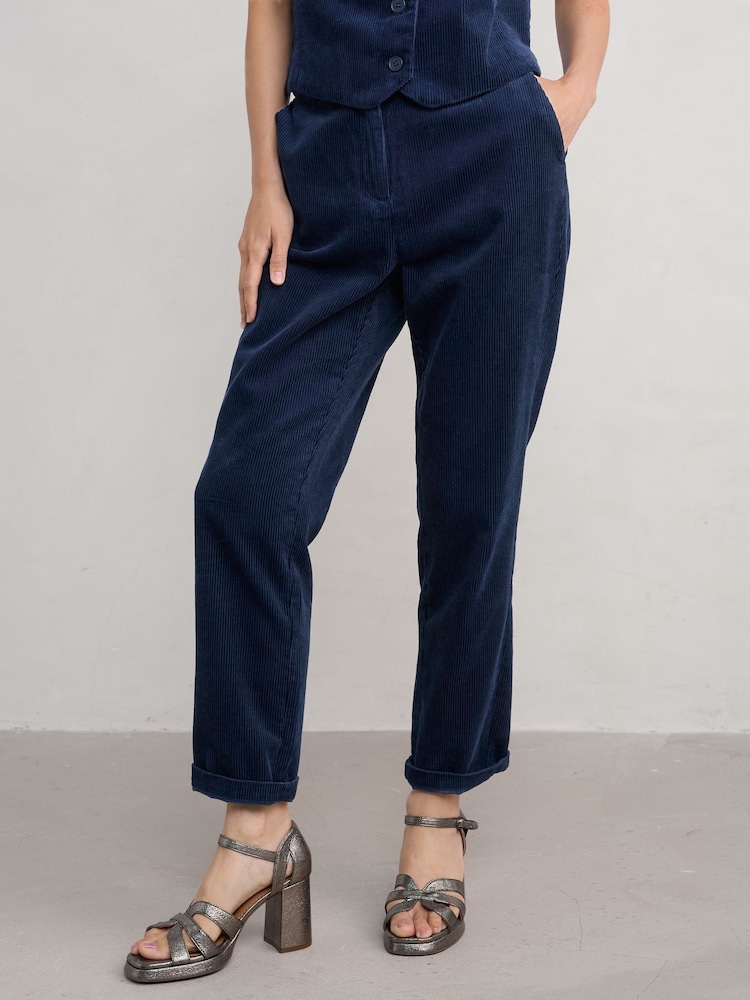 Seasalt Cornwall Blue Petite 100% Cotton Heald Trousers - Image 1 of 5