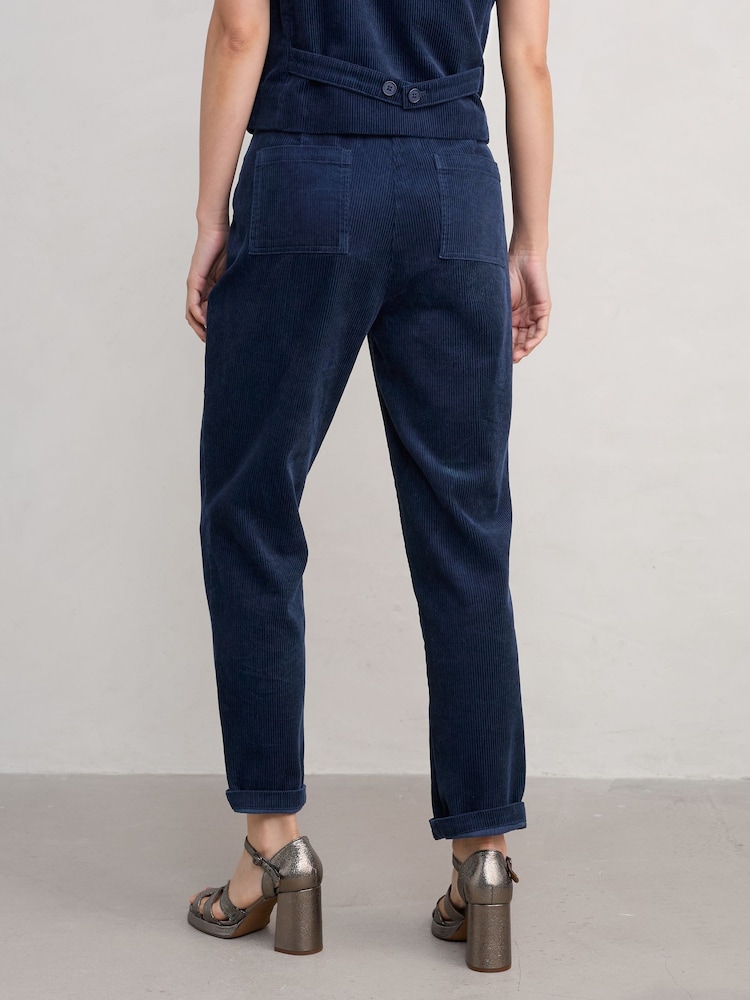 Seasalt Cornwall Blue Petite 100% Cotton Heald Trousers - Image 2 of 5