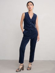 Seasalt Cornwall Blue Petite 100% Cotton Heald Trousers - Image 3 of 5