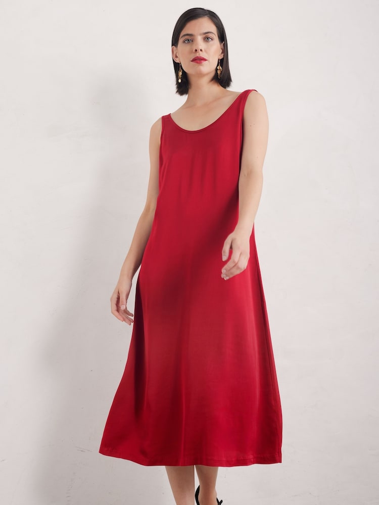Seasalt Cornwall Red Starling Flight Satin Shift Dress - Image 1 of 5 Seasalt Cornwall Red Starling Flight Satin Shift Dress - Image 1 of 5