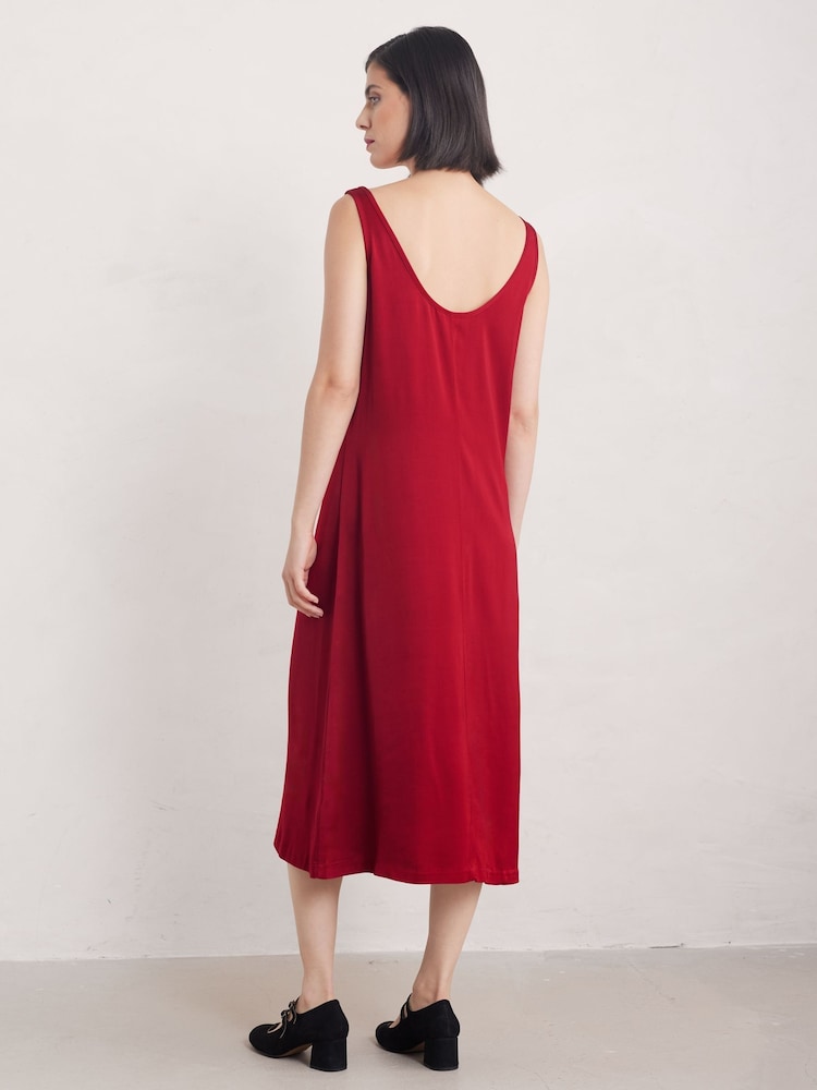 Seasalt Cornwall Red Starling Flight Satin Shift Dress - Image 2 of 5