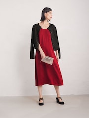 Seasalt Cornwall Red Starling Flight Satin Shift Dress - Image 3 of 5