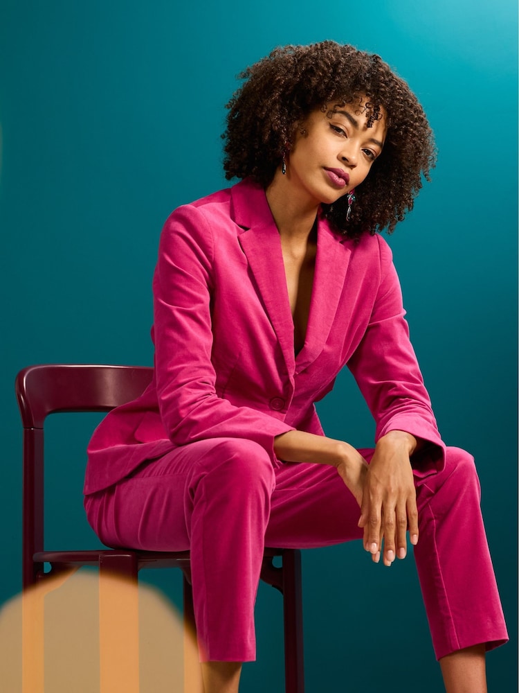 Seasalt Cornwall Pink Star Rock Brushed Cotton Fitted Blazer - Image 2 of 7