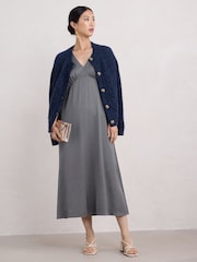 Seasalt Cornwall Grey Evenglow Satin Dress - Image 3 of 5