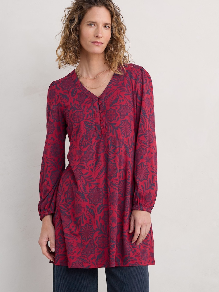 Seasalt Cornwall Red Peg Loom A-Line Jersey Tunic - Image 1 of 4 Seasalt Cornwall Red Peg Loom A-Line Jersey Tunic - Image 1 of 4