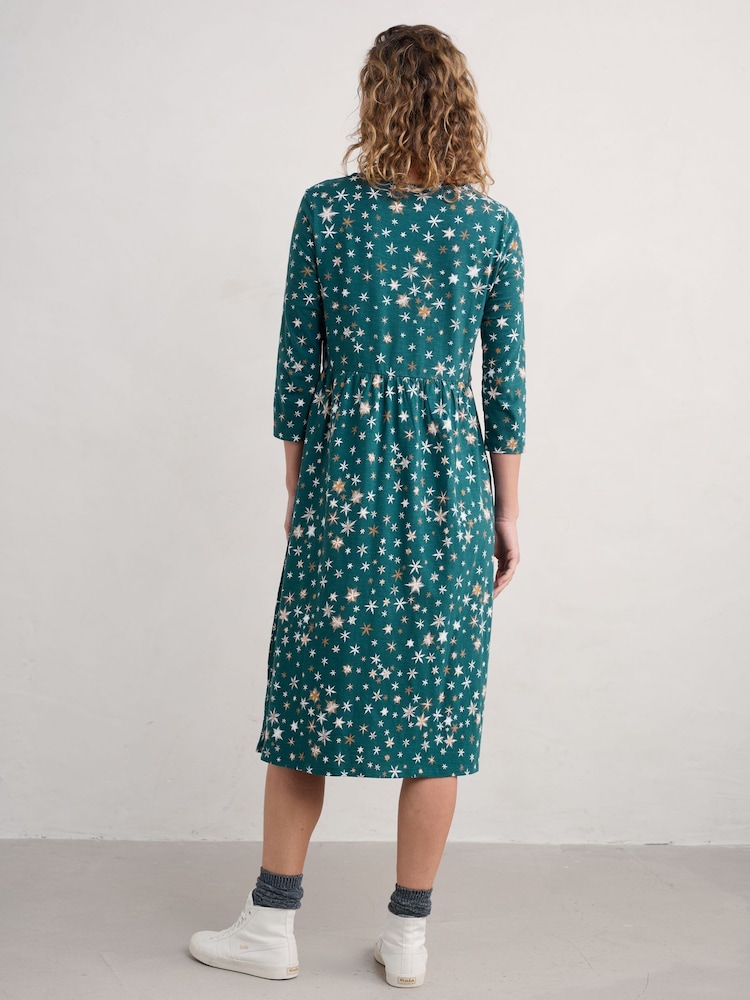 Seasalt Cornwall Blue Sea Strewn 100% Organic Cotton Midi Dress - Image 2 of 5 Seasalt Cornwall Blue Sea Strewn 100% Organic Cotton Midi Dress - Image 2 of 5