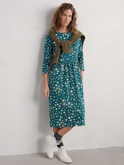 Seasalt Cornwall Blue Sea Strewn 100% Organic Cotton Midi Dress - Image 3 of 5