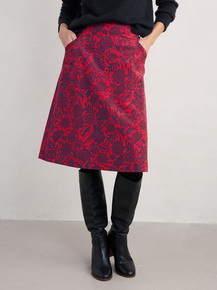 Seasalt Cornwall Red Forest View 100% Organic Cotton Skirt - Image 1 of 5 Seasalt Cornwall Red Forest View 100% Organic Cotton Skirt - Image 1 of 5