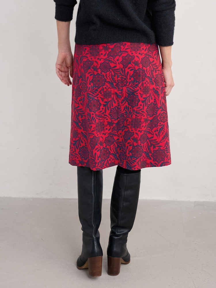 Seasalt Cornwall Red Forest View 100% Organic Cotton Skirt - Image 2 of 5 Seasalt Cornwall Red Forest View 100% Organic Cotton Skirt - Image 2 of 5