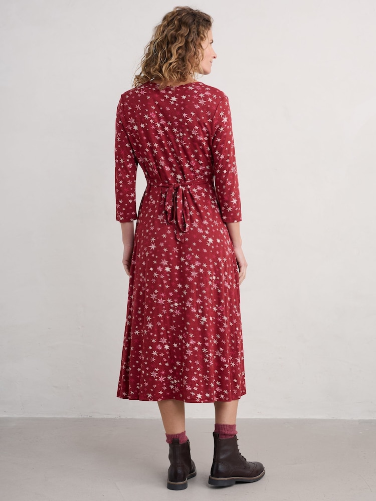 Seasalt Cornwall Red Petite Carwynnen 3/4 Sleeves Midi Dress - Image 2 of 5