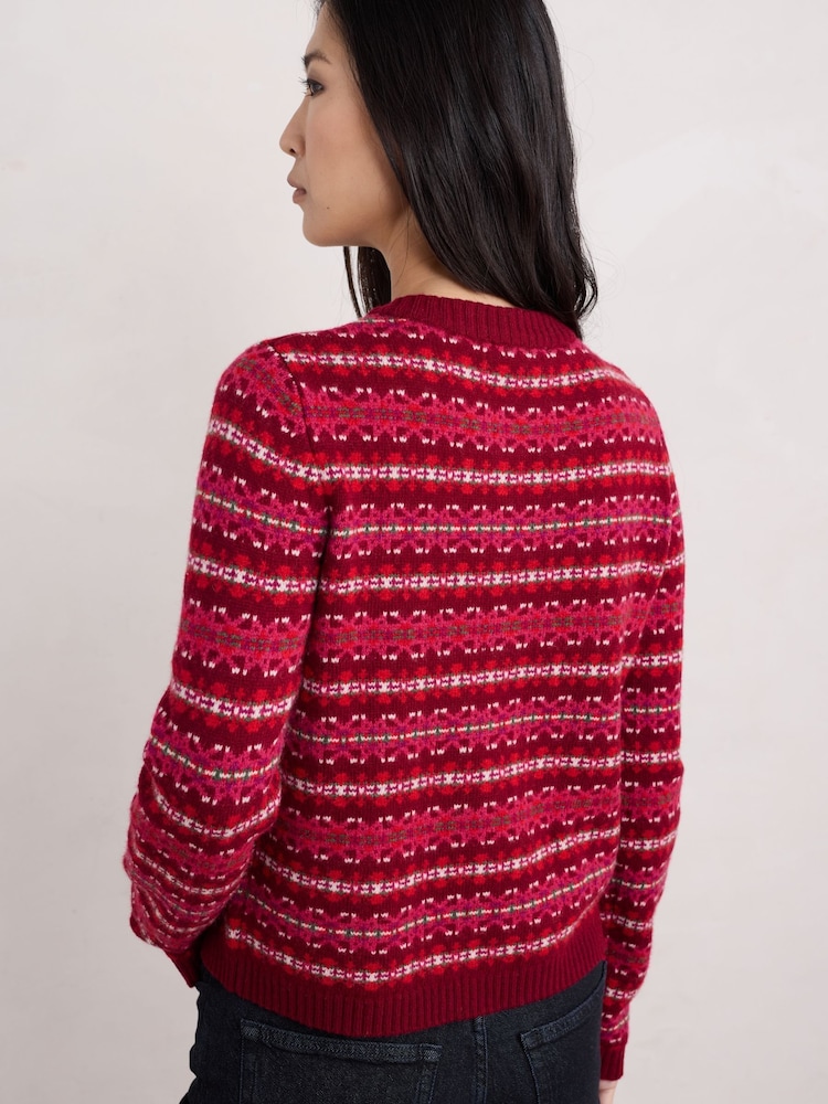 Seasalt Cornwall Red Percella Cove Fair Isle Cardigan - Image 2 of 5 Seasalt Cornwall Red Percella Cove Fair Isle Cardigan - Image 2 of 5