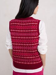 Seasalt Cornwall Red Multi Percella Cove Fairisle Pattern Waistcoat Vest - Image 2 of 5